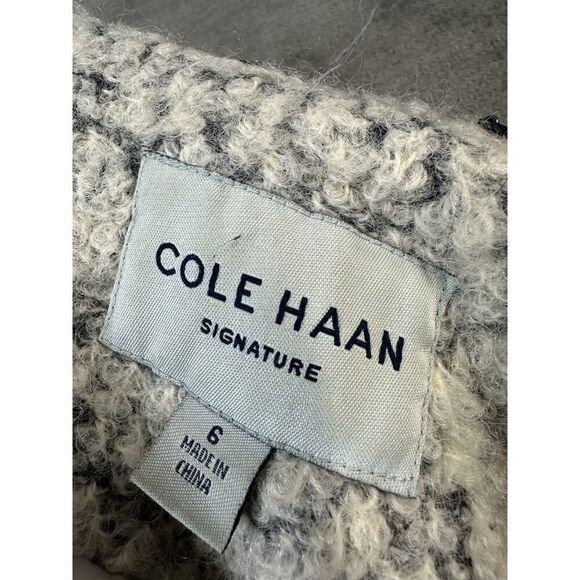 Cole Haan Womens Signature Asymmetrical Walker Coat Size 6 White/Grey Wool - Picture 16 of 16